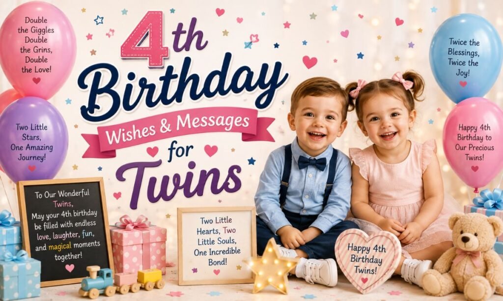 4th Birthday Wishes & Messages for Twins