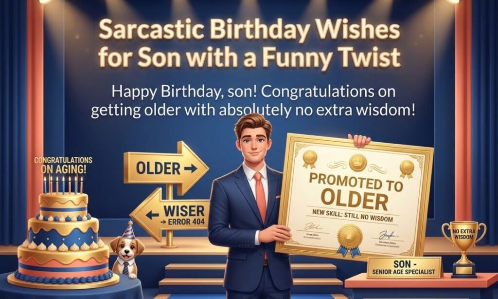 Sarcastic Birthday Wishes for Son with a Funny Twist